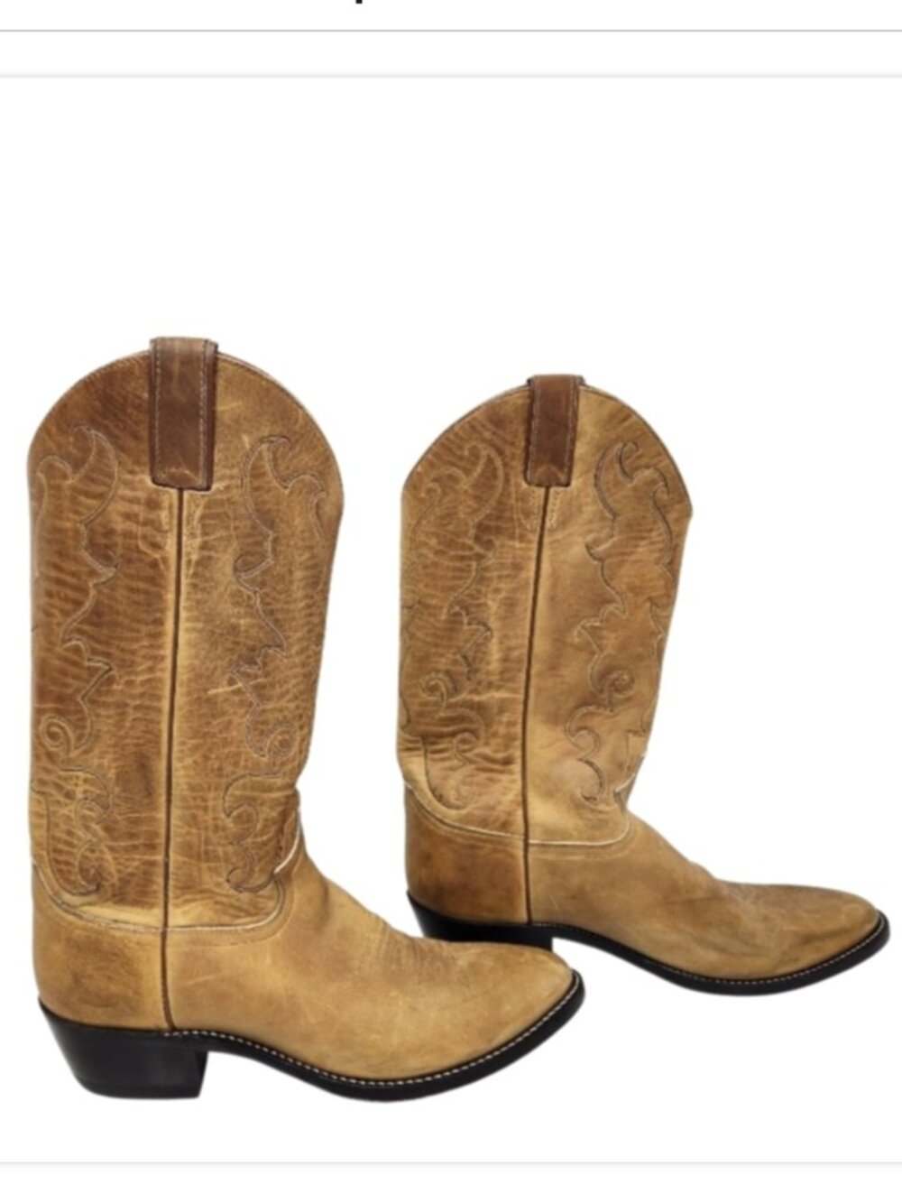 Justin 2121 Western Cowboy Tan Leather Embroidered Pull-On Boots